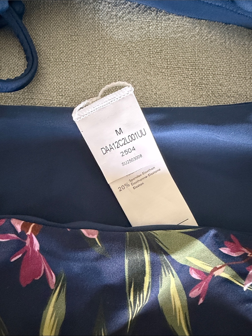 NWT CUPSHE Navy Floral Tie-Side Bikini Set - Navy with Pink & Green Floral - Picture 2 of 3
